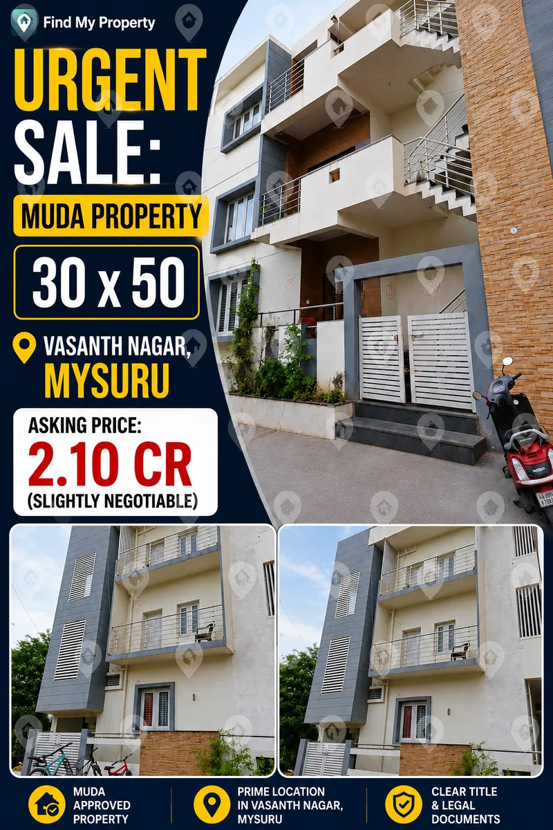 30 x 50, MUDA Property, Vasanth Nagar, Mysuru, Urgent Sale