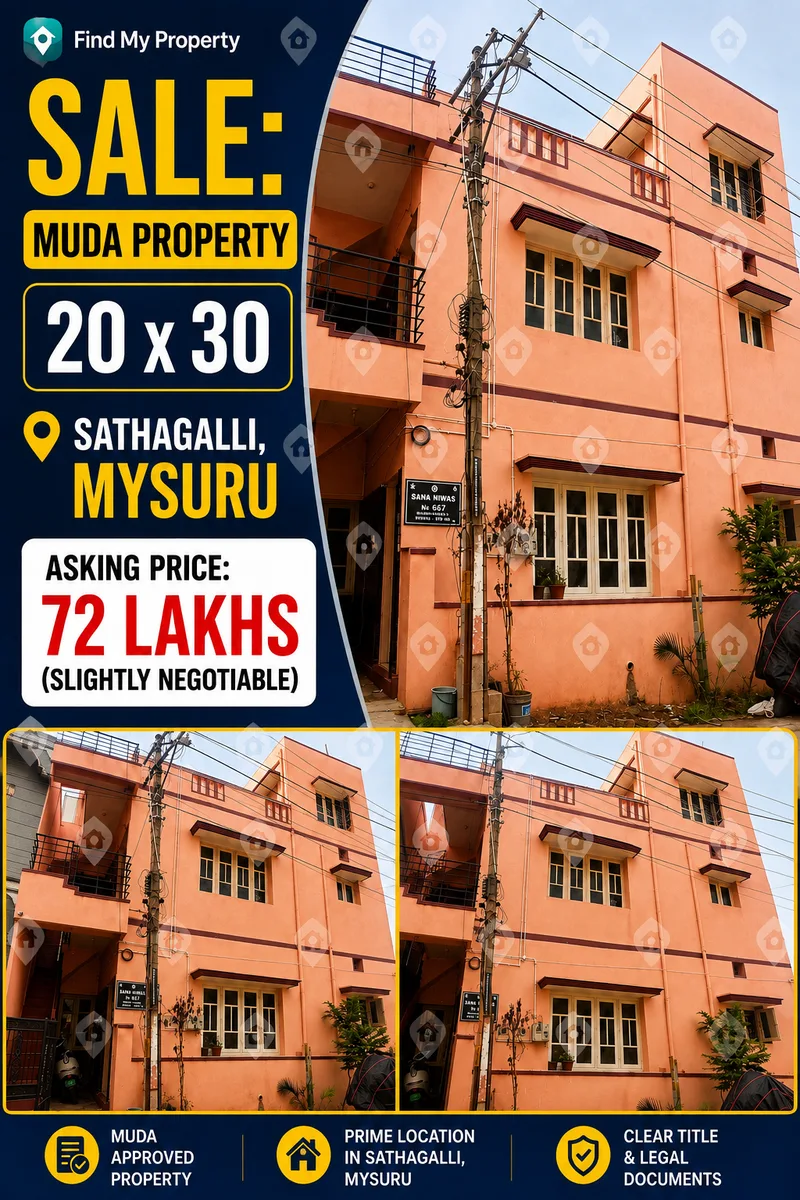 20 x 30, MUDA Property, Sathagalli, Mysore, Sale